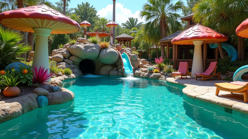 23 Pool Design Ideas With Kids Area Concepts for Family Fun whimsical fantasy pool decor