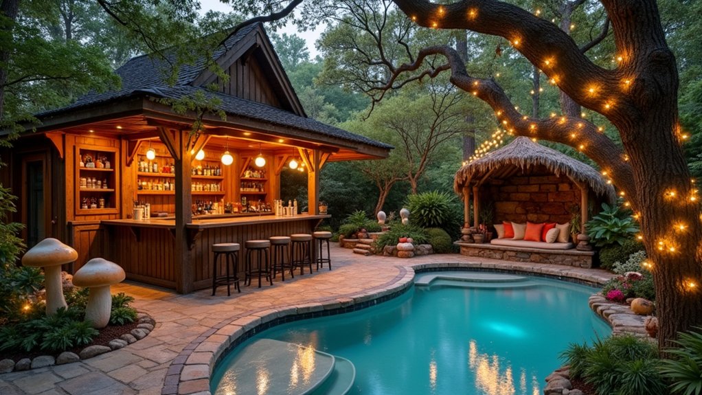 21 Fun Pool Deck With Bar Ideas That Bring the Party Outdoors whimsical vintage fairy tale
