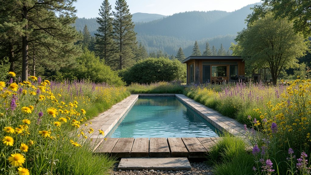 18 Budget-Savvy Stock Tank Pool Landscape Ideas That Pack a Punch wildflower meadow pool enhancement