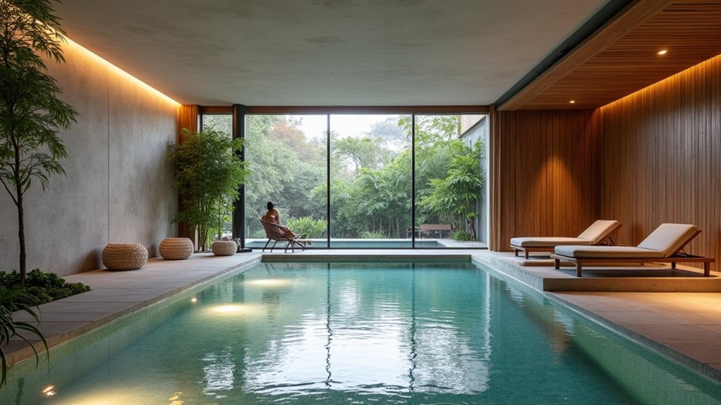 20 Indoor Pool Ideas That Bring the Spa Home zen inspired serene pool area