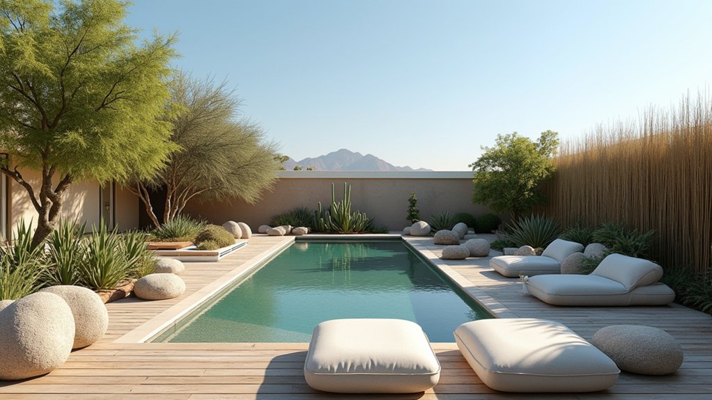 15 Striking Desert Pool Landscaping Ideas That Thrive in the Heat zen inspired tranquil garden
