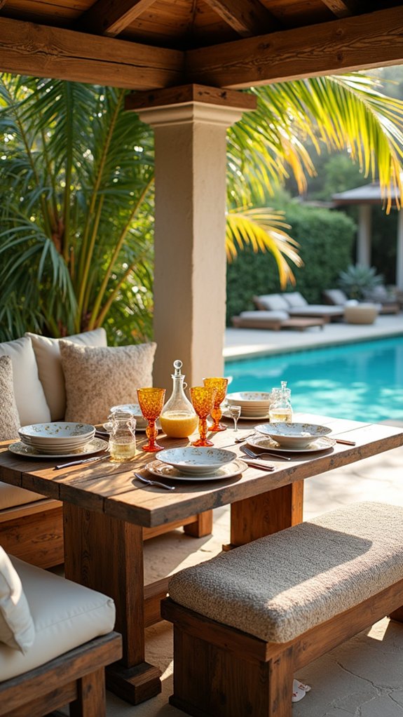 18 Stylish Pool Cabana Furniture Ideas That Complete the Look adaptable outdoor dining sets
