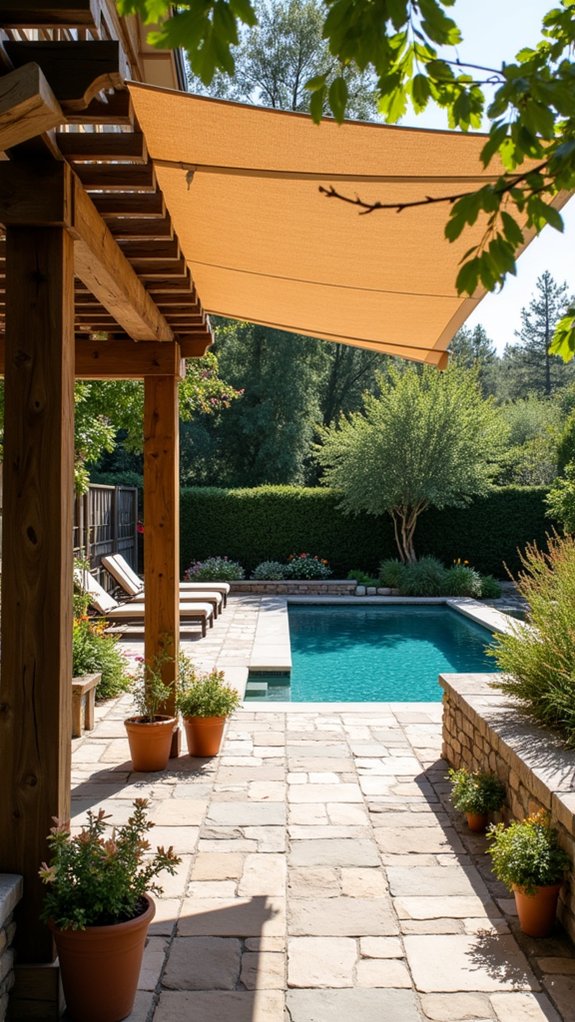 19 Rustic Pool Pergola Ideas With Earthy Appeal adjustable privacy shade panels