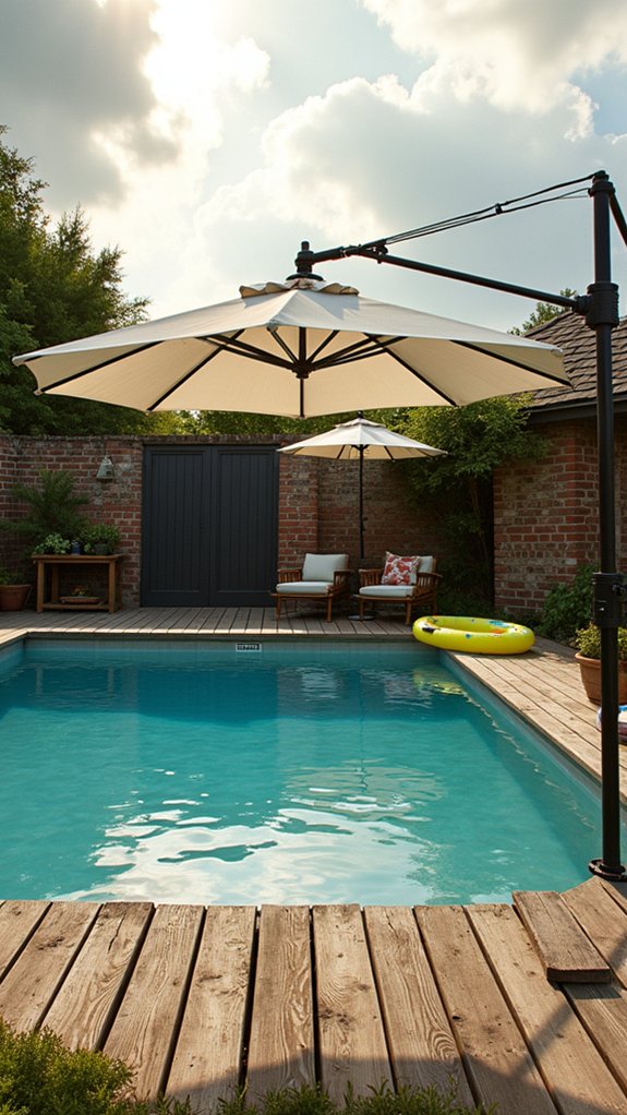 20 Flexible Movable Pool Shade Ideas For Changing Sunlight adjustable sun blocking umbrellas