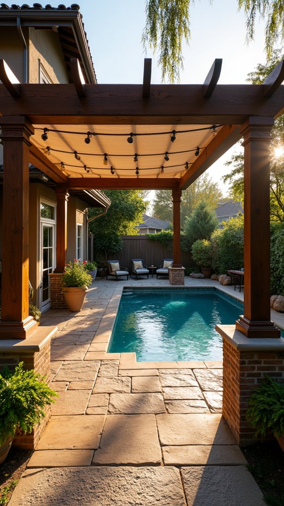 20 Refined Pool Pergola Design Ideas With Architectural Interest adjustable sunshade outdoor elegance