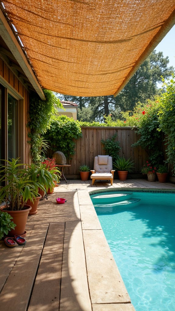 23 Budget Friendly Cheap Pool Shade Ideas That Still Work Well affordable rustic shade solution