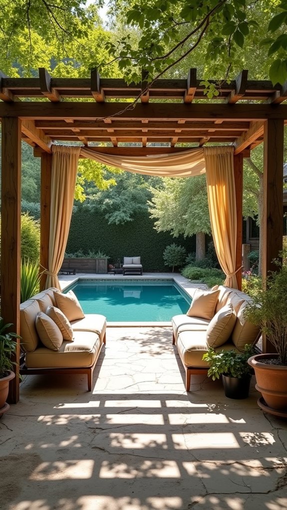 19 Rustic Pool Pergola Ideas With Earthy Appeal airy natural light shelter