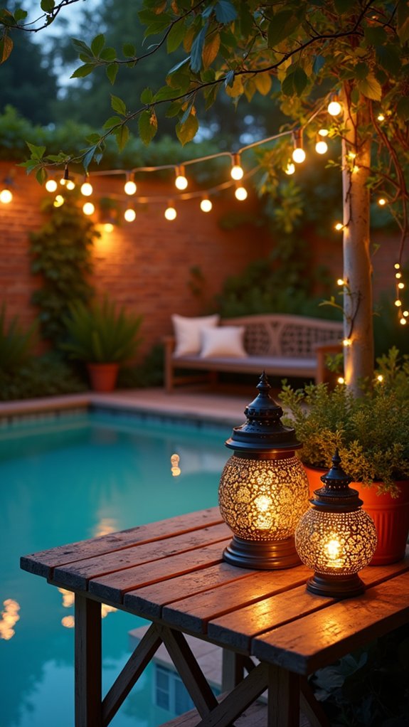 24 Lush Pool Garden Lighting Ideas That Bring Plants to Life artistic flair in lighting