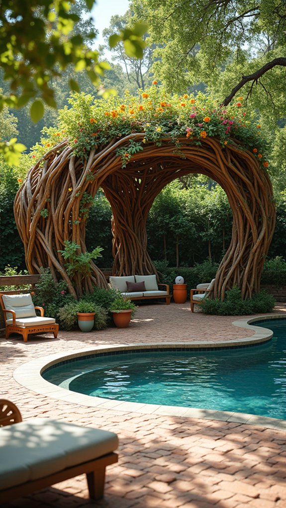 21 Backyard Pool Gazebo Ideas That Anchor the Space artistic focal point gazebo