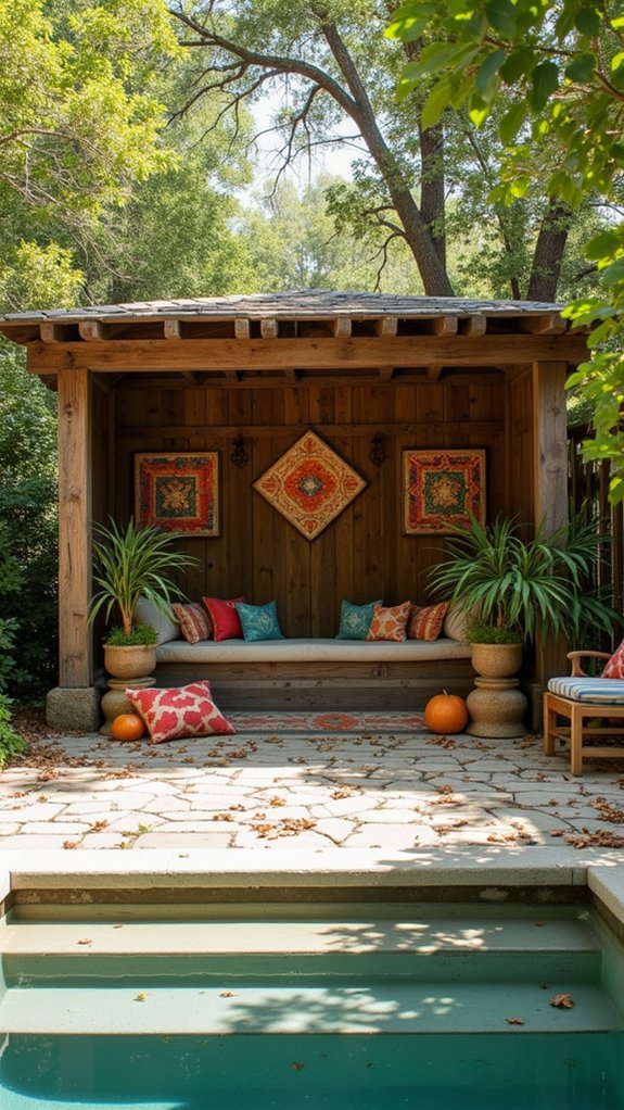19 Rustic Pool Cabana Ideas With Natural Textures artistic wall decor ideas