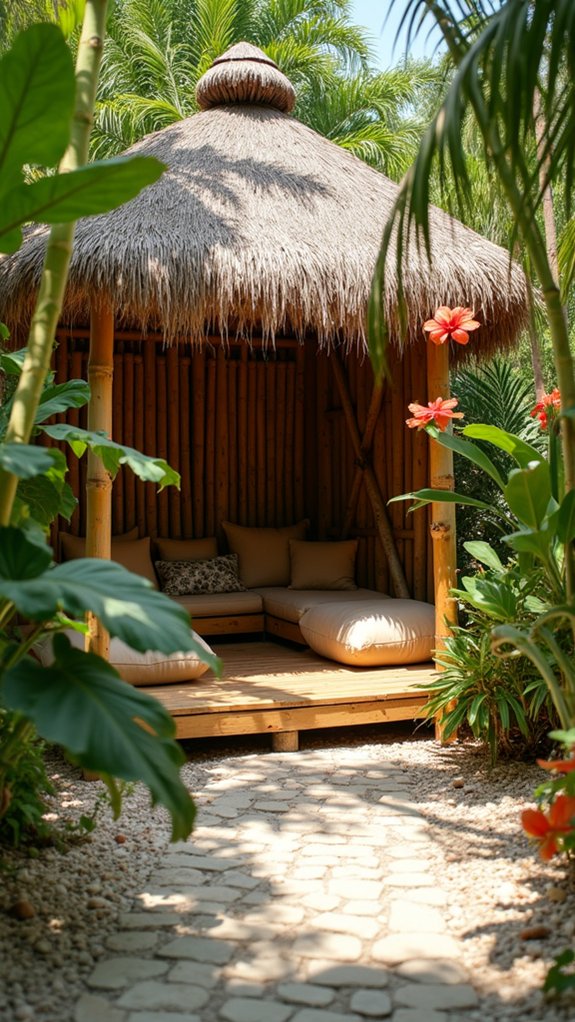 22 Tropical Pool Cabana Ideas That Feel Vacation Ready bamboo themed tropical cabana oasis