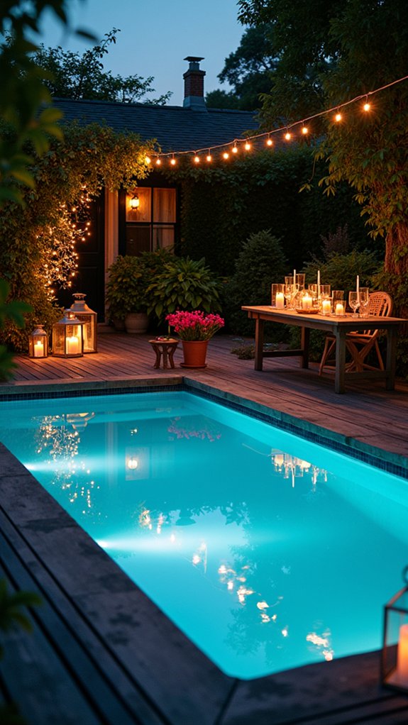 20 Romantic Pool Wedding Lighting Ideas That Feel Magical bioluminescent wedding decor ideas