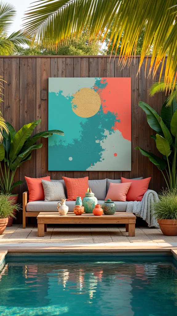 23 Creative Pool Cabana Decorating Ideas With Personality bold artwork transforms spaces