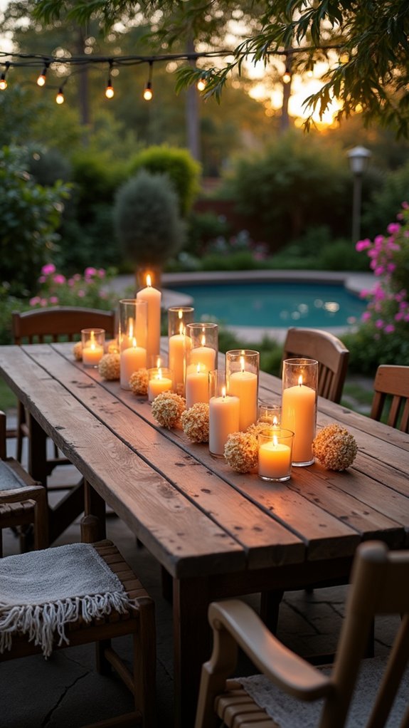 23 Gorgeous Backyard Pool Lighting Ideas That Create a Warm Evening Glow candlelit intimacy by poolside