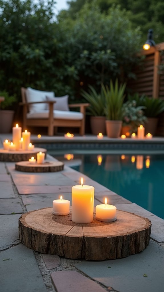 18 Clever Pool Deck Lighting Ideas That Improve Safety and Ambiance candlelit poolside romantic ambiance