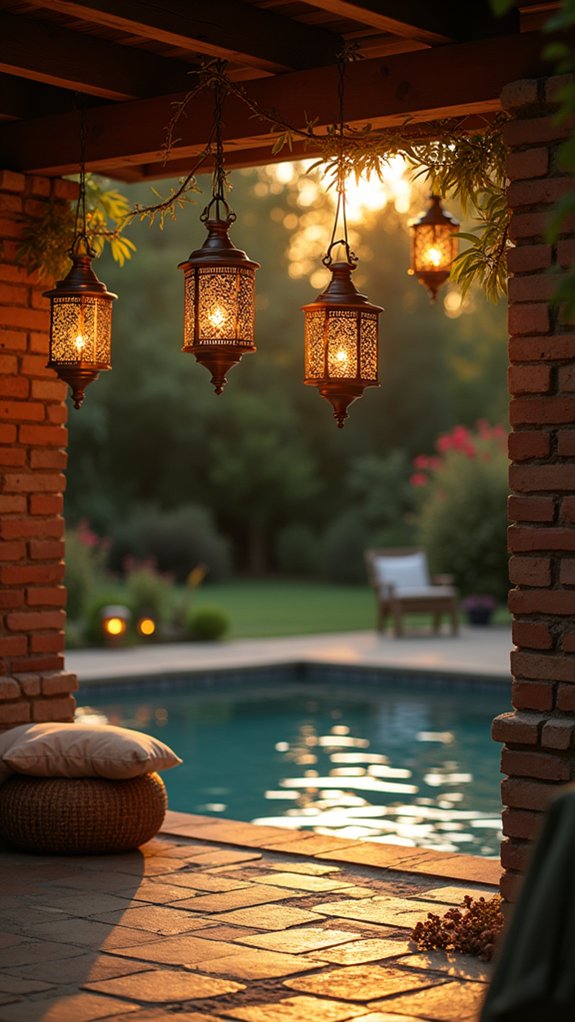 20 Cozy Patio Lighting Around Pool Ideas That Make Evenings Last Longer charming outdoor lantern arrangements