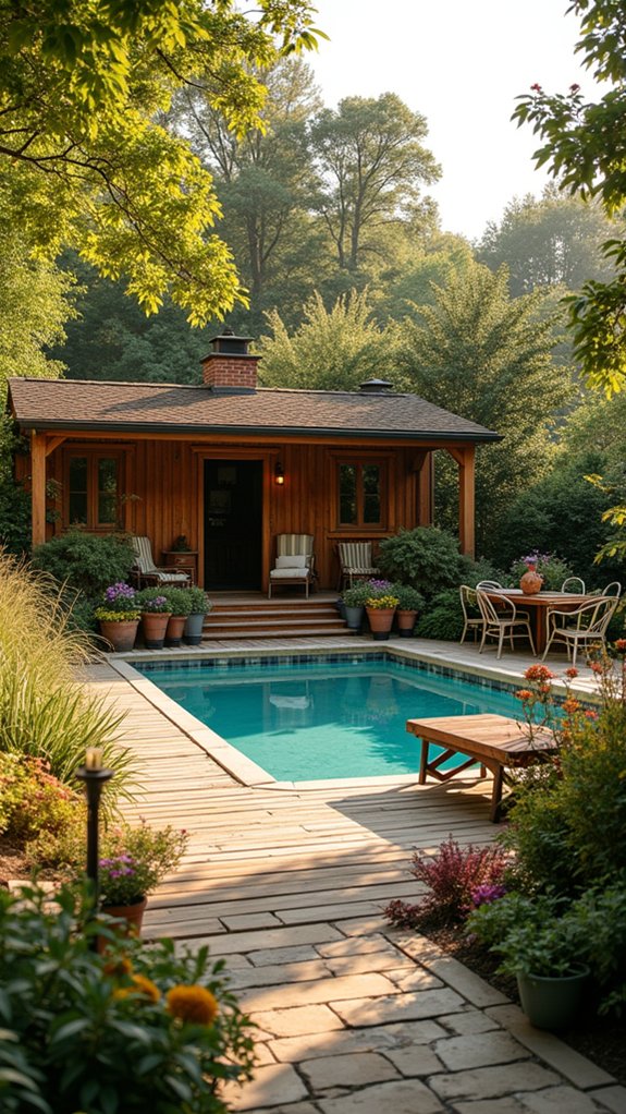 19 Rustic Pool House Ideas With Warm Natural Charm charming rustic comfort retreat