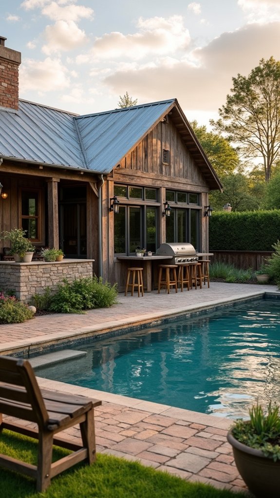 23 Functional Pool House With Outdoor Kitchen Ideas For Easy Entertaining charming rustic pool house