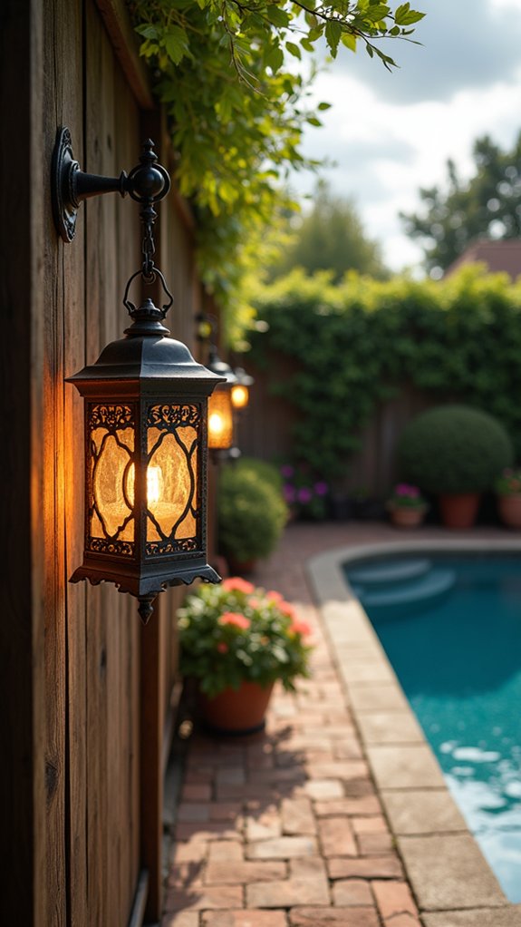 19 Practical Pool Fence Lighting Ideas That Boost Security and Style charming vintage style outdoor lighting