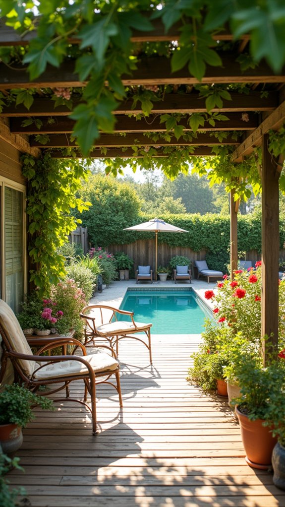 18 Simple DIY Pool Shade Ideas You Can Build Quickly climbing vines enhance pergola