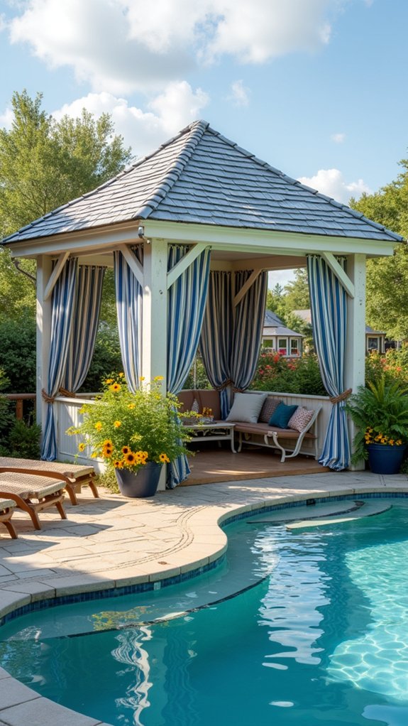 24 Beautiful Pool Gazebo Ideas That Add Shade and Structure coastal retreat backyard gazebo