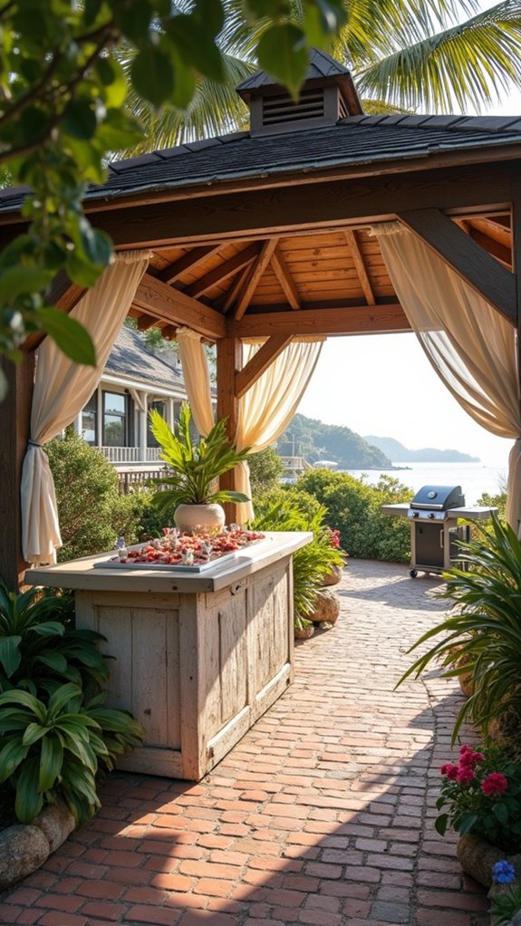 20 Functional Pool Gazebo With Kitchen Ideas Made for Hosting coastal seafood preparation area