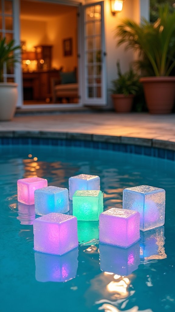 24 Fun Pool Party Lighting Ideas That Keep the Energy High colorful glowing party cubes