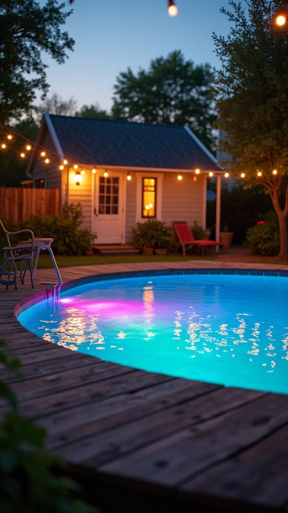 18 Creative Backyard Above Ground Pool Lighting Ideas For Dark Evenings colorful pool lighting experience