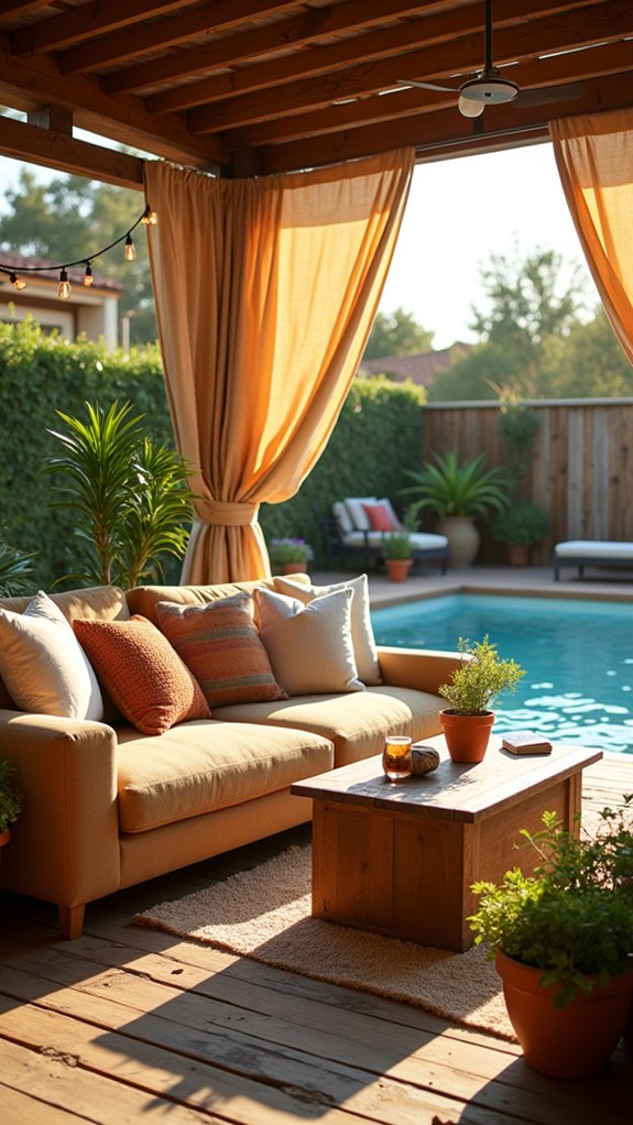 18 Stylish Pool Cabana Furniture Ideas That Complete the Look comfortable poolside lounging space