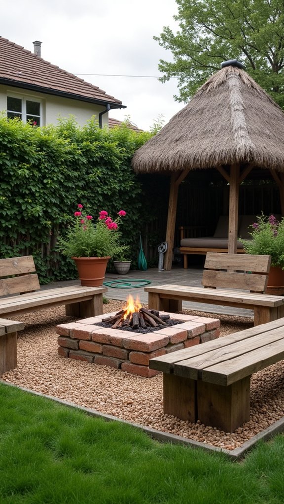 21 Clever Small Backyard Pool Cabana Ideas That Make Space Work Harder cozy backyard fire pit