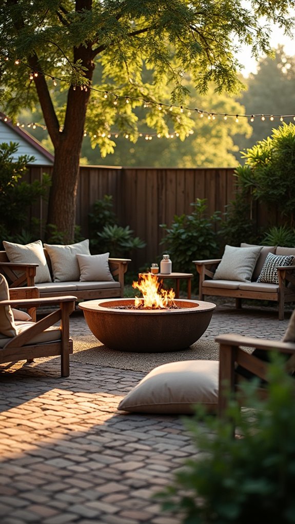 23 Gorgeous Backyard Pool Lighting Ideas That Create a Warm Evening Glow cozy backyard gathering spot