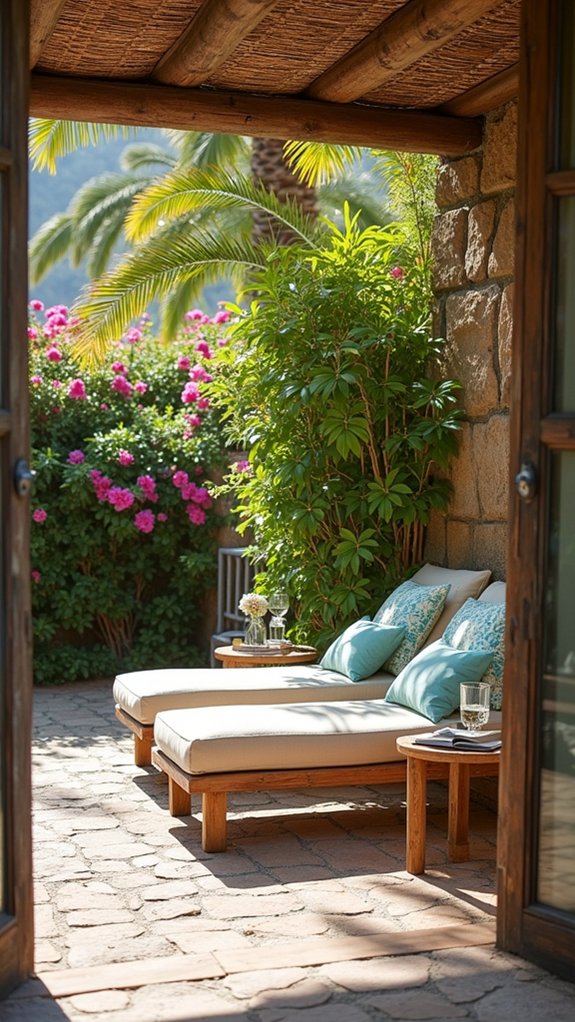 24 Mediterranean Pool Cabana Ideas With Breezy Coastal Flair cozy cabana with lounge chairs