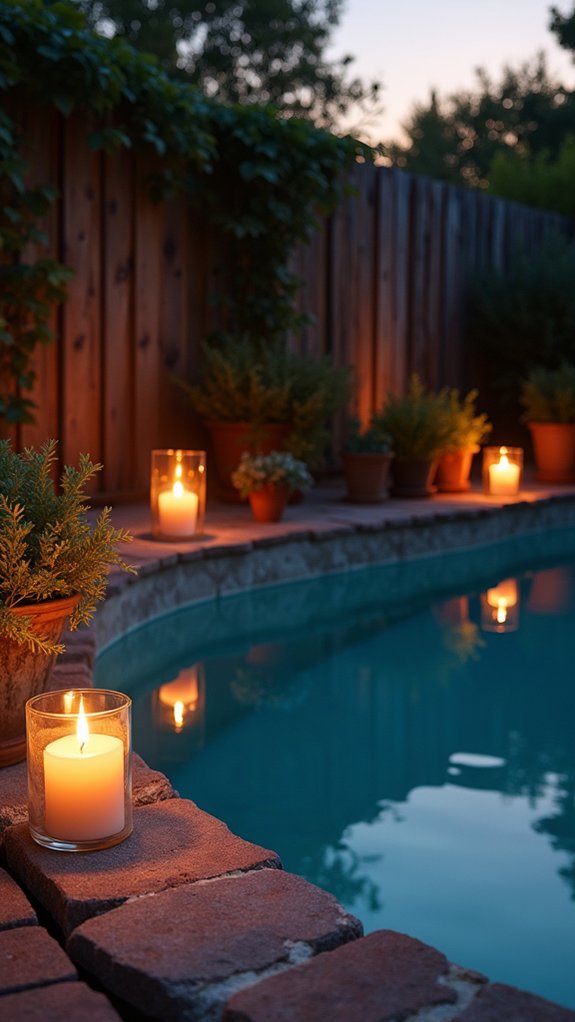 20 Creative Pool Lighting Ideas That Give Your Yard Extra Personality cozy candlelit poolside ambiance