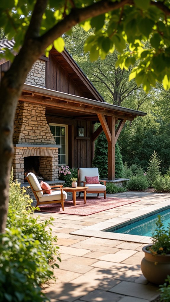 24 Cozy Pool House With Fireplace Ideas For Year Round Comfort cozy cottage style pool house