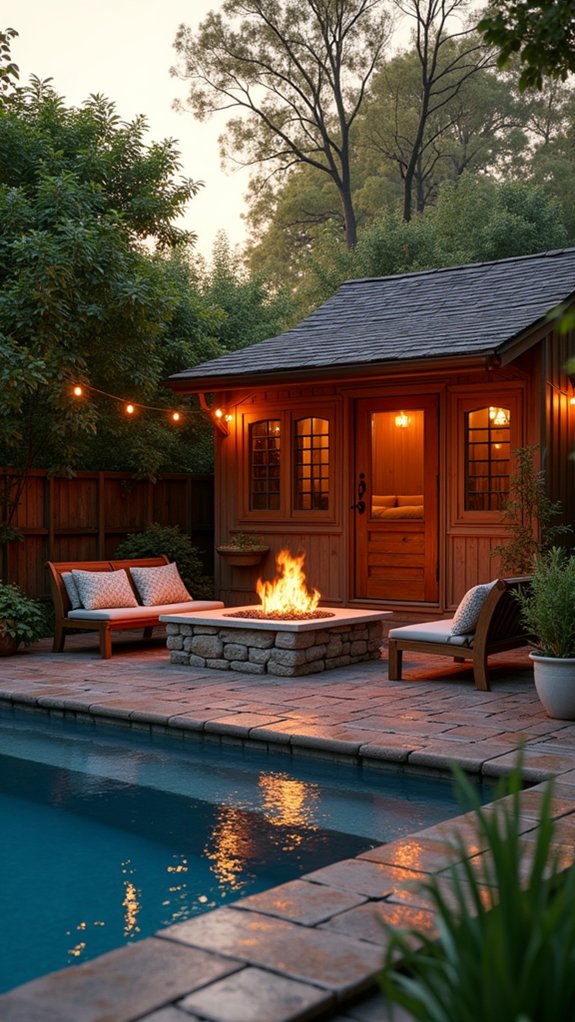 19 Smart Small Pool House Ideas That Maximize Tight Spaces cozy evening fire gatherings