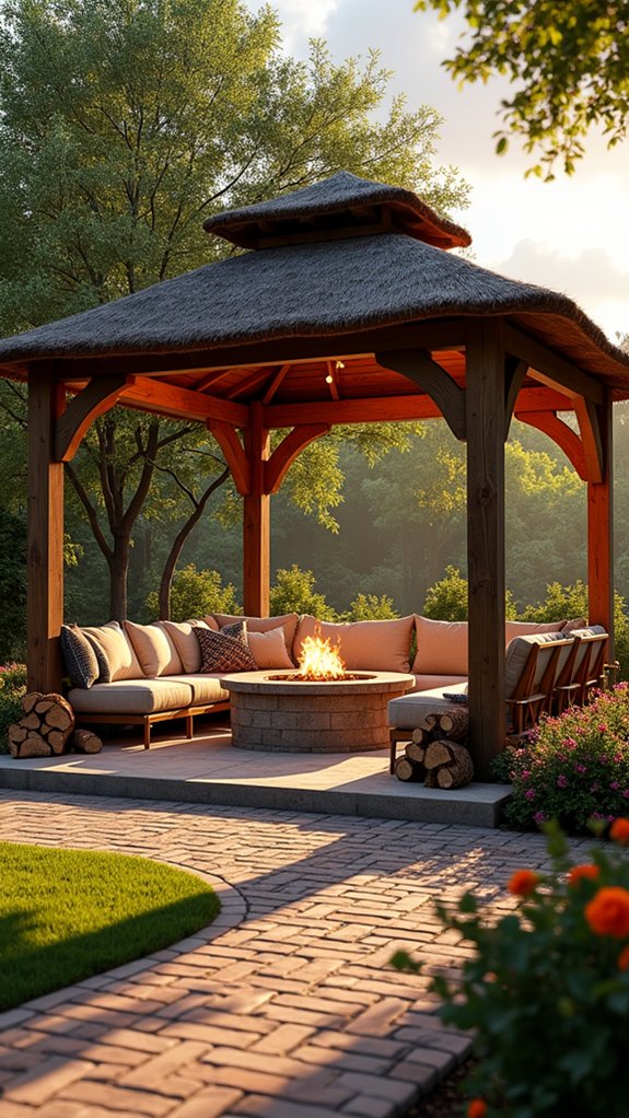 23 Luxury Pool Gazebo Ideas With High End Features cozy evenings around fire