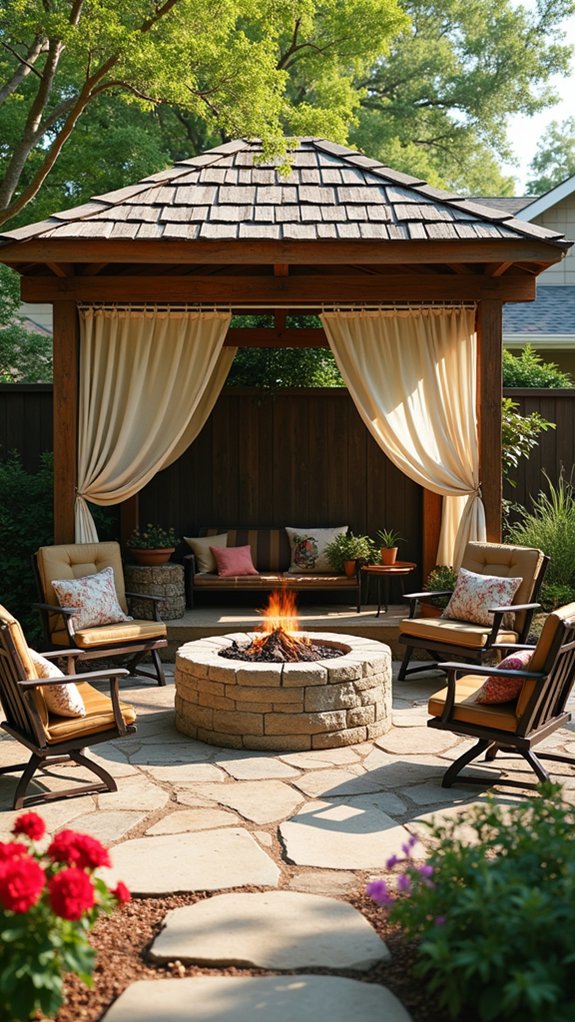 21 Backyard Pool Gazebo Ideas That Anchor the Space cozy evenings around fire