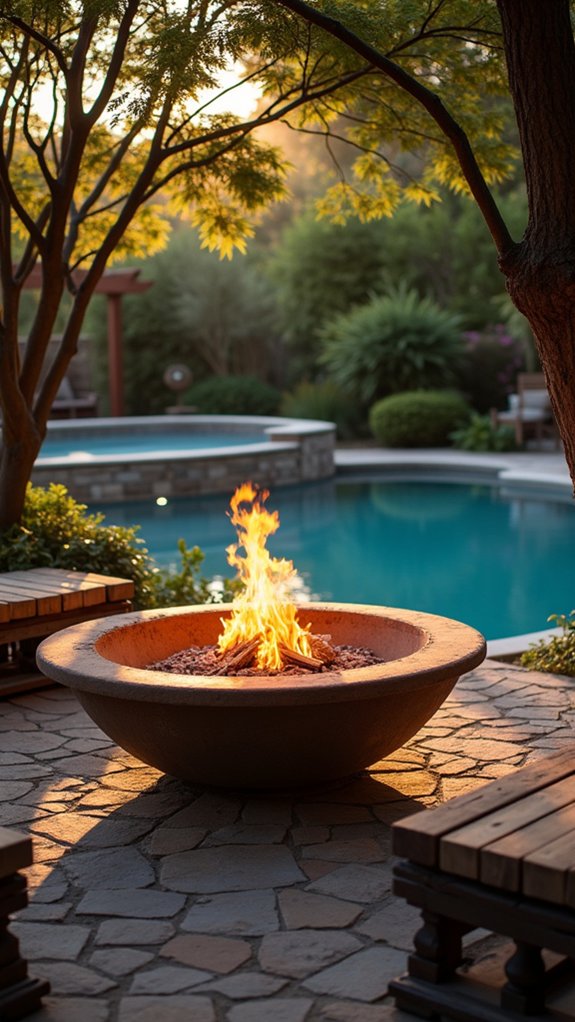 18 Elegant Pool Lighting Looks That Add Soft Sophistication cozy fire pit ambiance