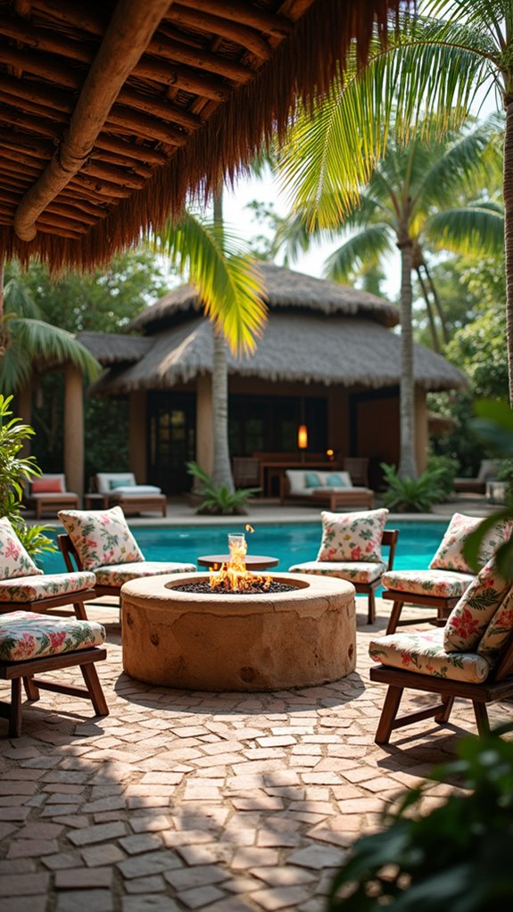 22 Tropical Pool Cabana Ideas That Feel Vacation Ready cozy fire pit gatherings