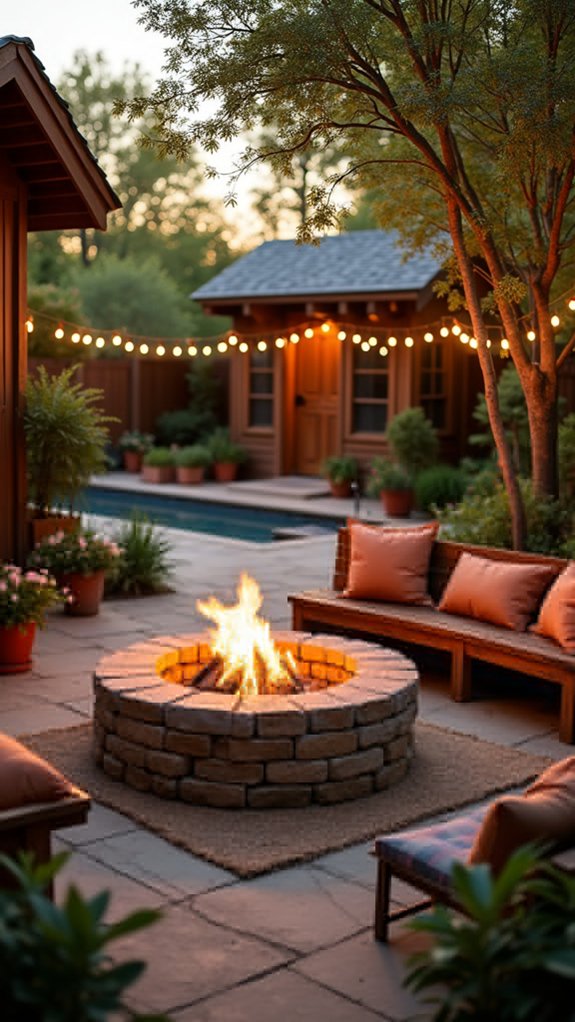 24 Creative Pool House For Small Backyard Ideas That Make Every Foot Count cozy fire pit retreat