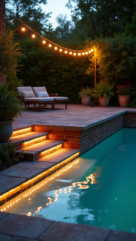 20 Subtle Pool Step Lighting Ideas That Keep Every Stair Visible cozy flexible pool lighting