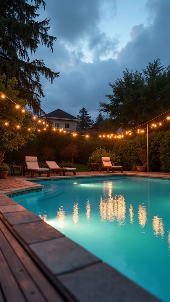 24 Soft Pool Edge Lighting Ideas That Outline the Water Beautifully cozy illuminated pool retreat