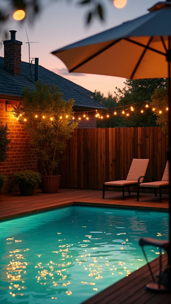 22 Calm Pool Enclosure Lighting Ideas That Feel Serene at Night cozy illuminated poolside ambiance