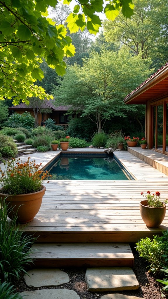18 Natural Pool Shade Ideas That Rely on Beautiful Landscaping cozy multi level lounging spaces