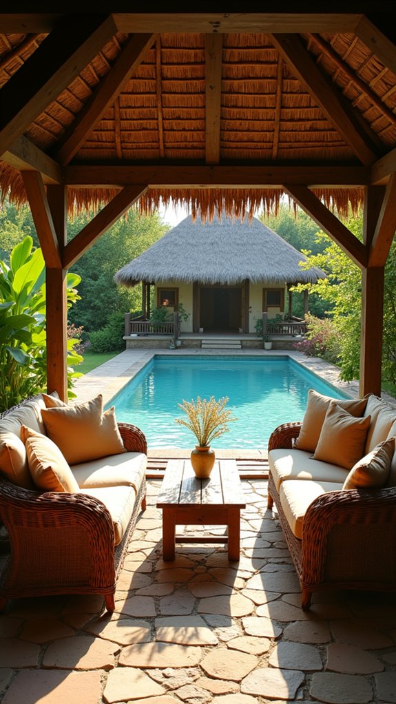 25 Inviting Rustic Pool Gazebo Ideas With Natural Materials cozy natural poolside retreat