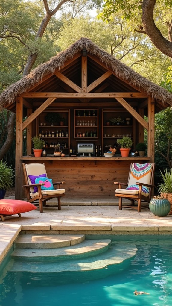 25 Lively Pool Cabana With Bar Ideas For Weekend Fun cozy natural retreat ambiance