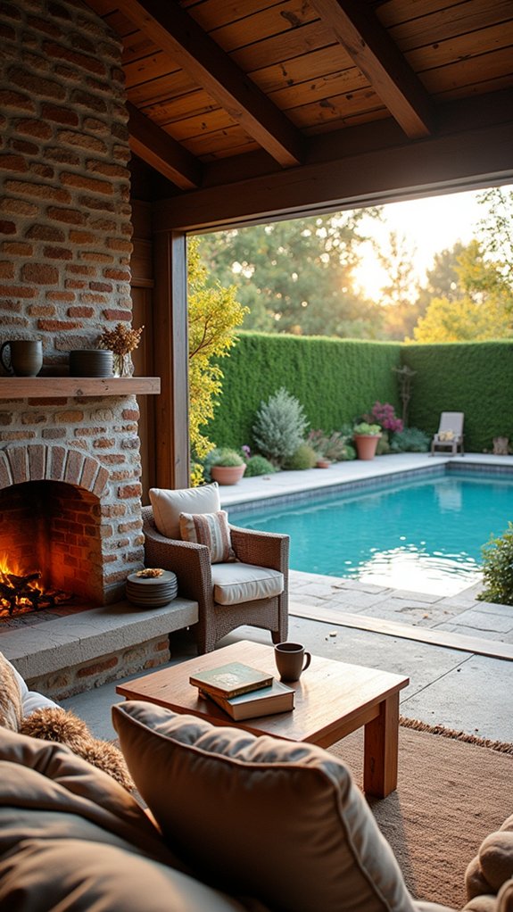 24 Cozy Pool House With Fireplace Ideas For Year Round Comfort cozy nook with fireplace
