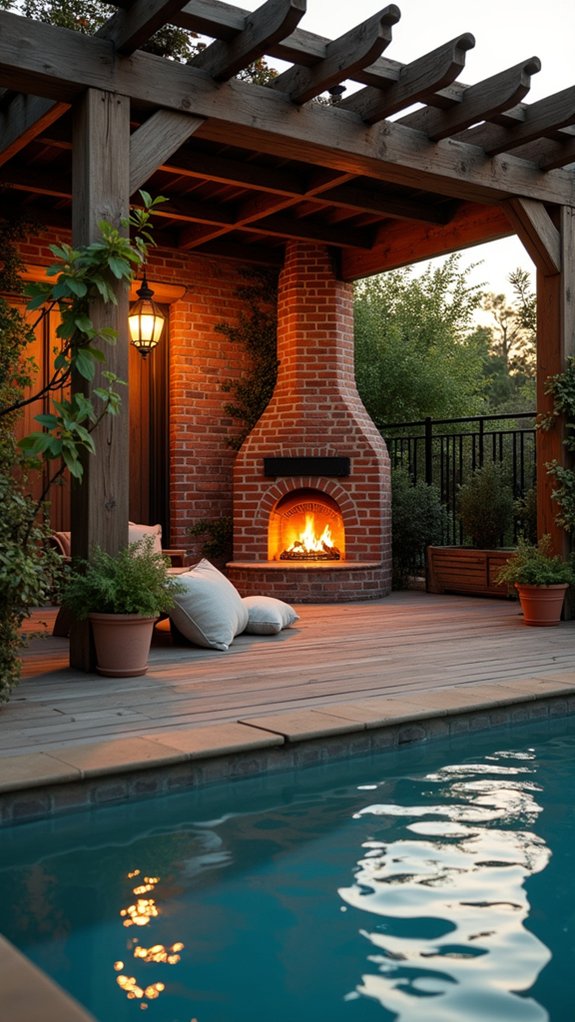 20 Cozy Pool Pergola With Fireplace Ideas For Warm Nights cozy outdoor gathering space