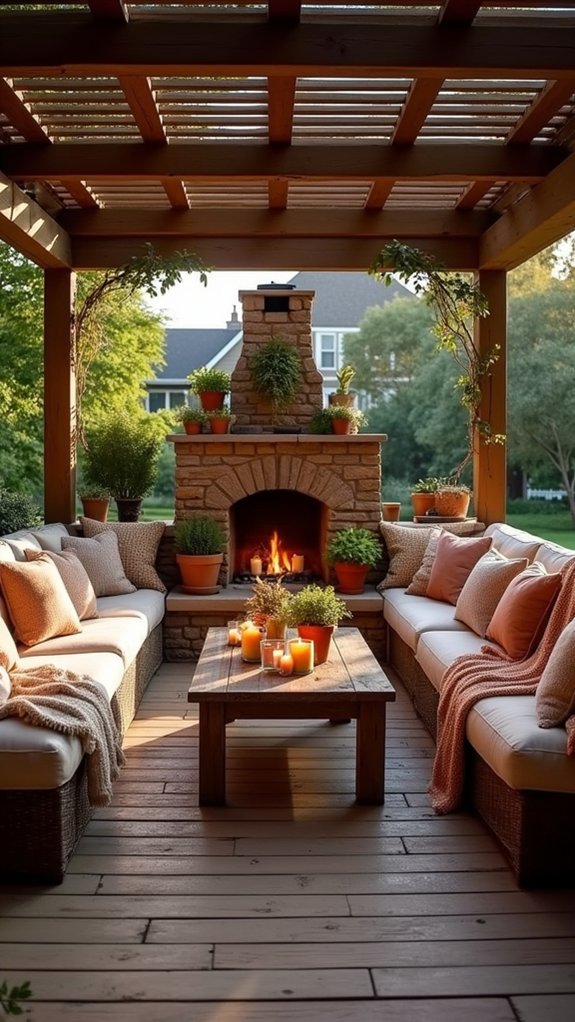 20 Cozy Pool Pergola With Fireplace Ideas For Warm Nights cozy outdoor living retreat
