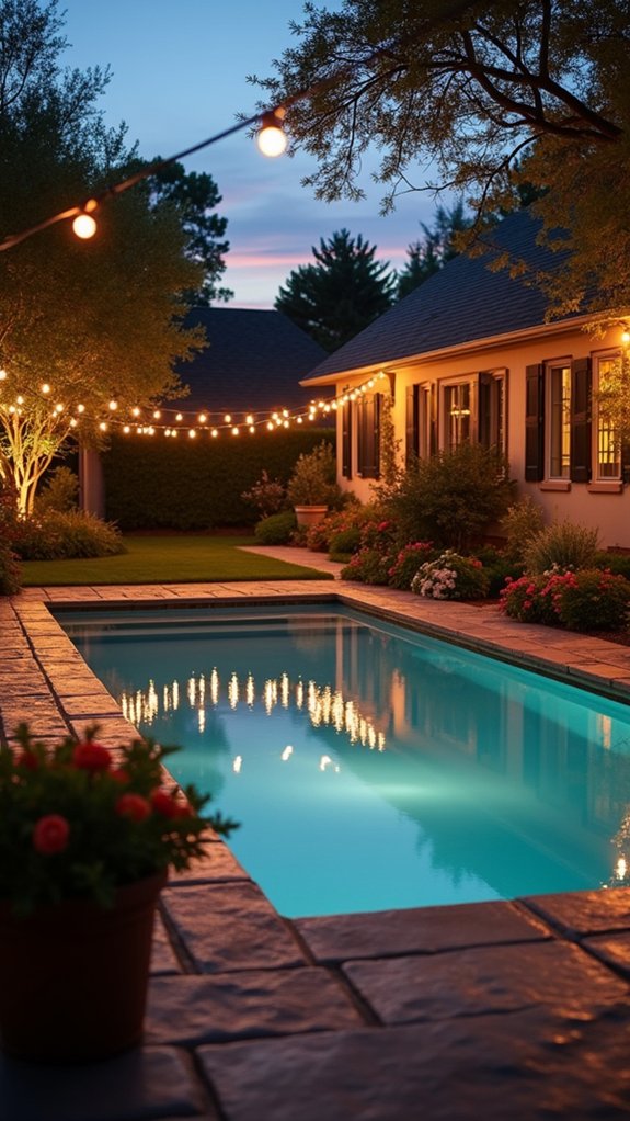 21 Dreamy Pool Mood Lighting Ideas For Soft Evening Vibes cozy poolside string lights